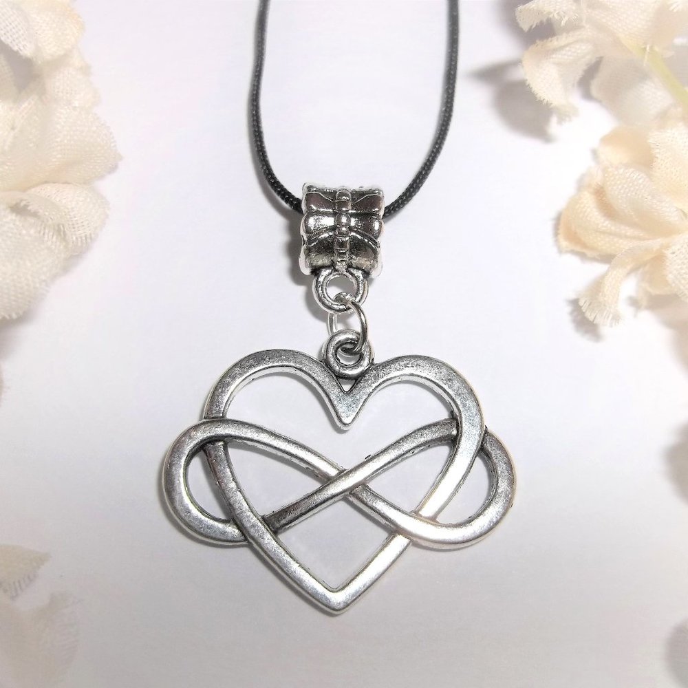 Silver Infinity Heart Necklace, Heart Necklace, Infinity Necklace, Necklace 7455